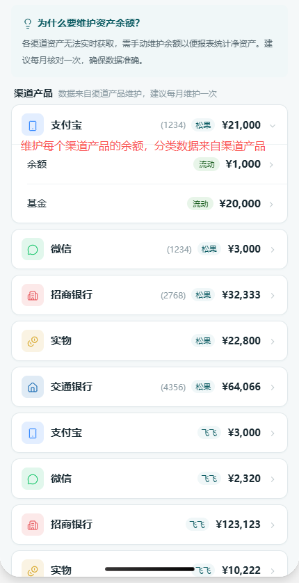渠道产品余额