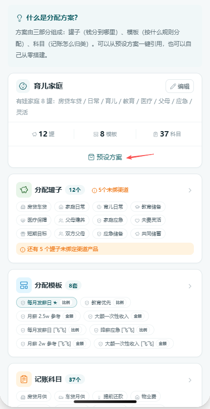 预设方案入口