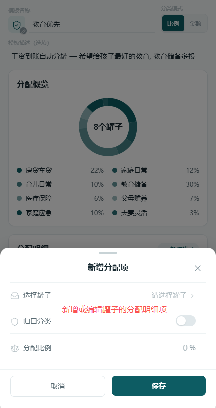 新增分配项